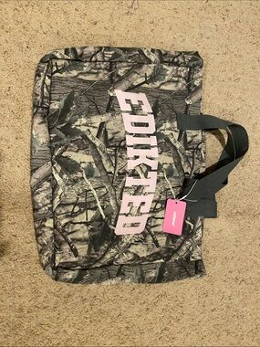 Edikted Camo Tote with Light Pink Logo